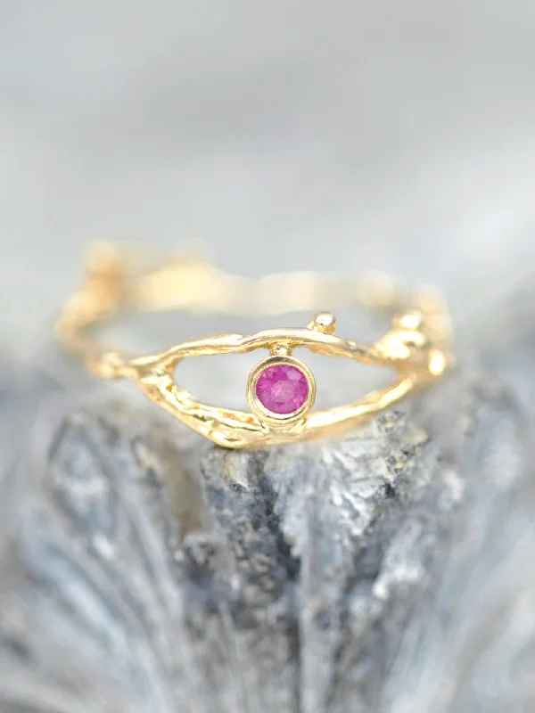 14K Enchanted Fairy Branch Ring - Ruby