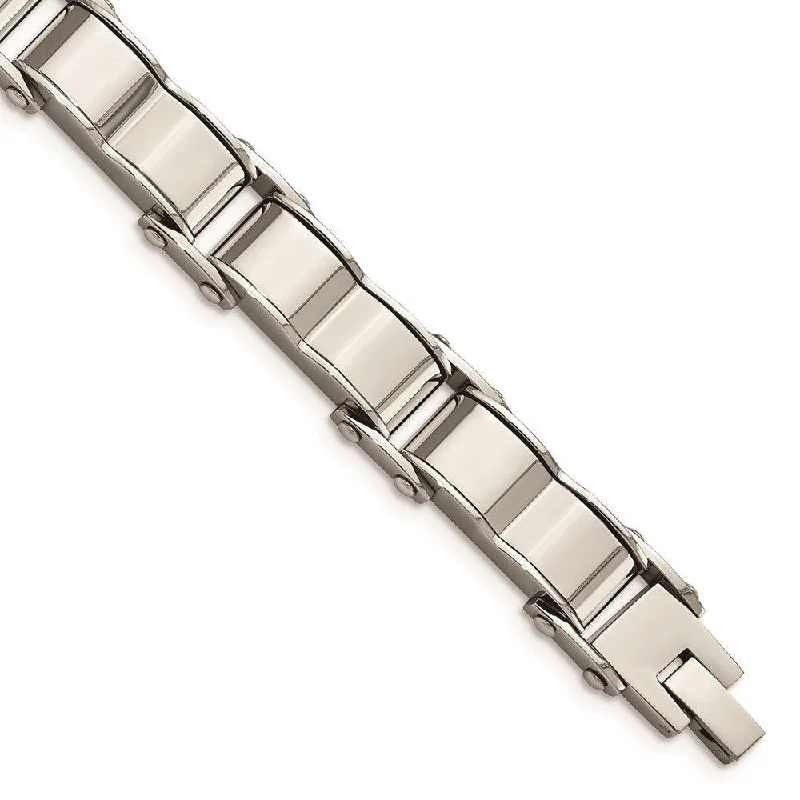 Stainless Steel Polished and Brushed Back Bracelet