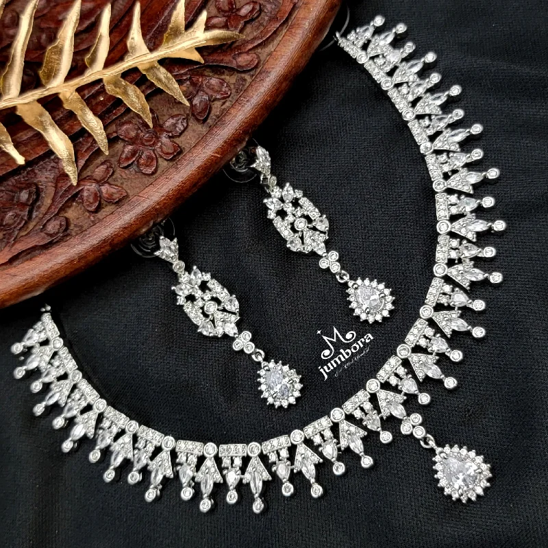 Elegant White Diamonite AD Zircon (CZ) Necklace Set