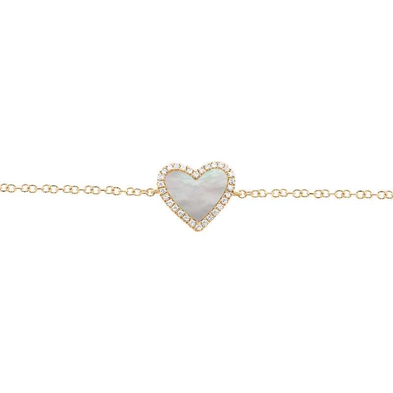 14K GOLD DIAMOND MOTHER OF PEARL HAILEY HEART BRACELET