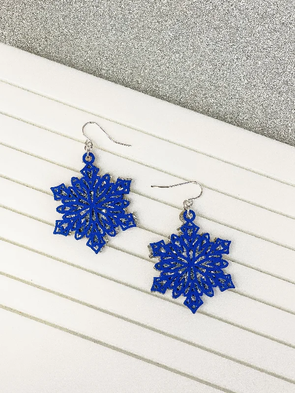 Glitter Snowflake Dangle Earrings