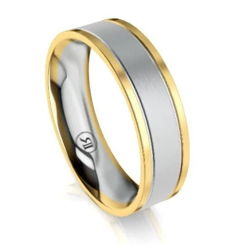 The Winchester White and Yellow Gold Edged Mens Wedding Ring