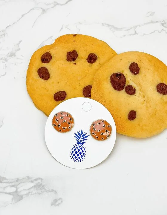 Chocolate Chip Cookie Signature Enamel Stud Earrings