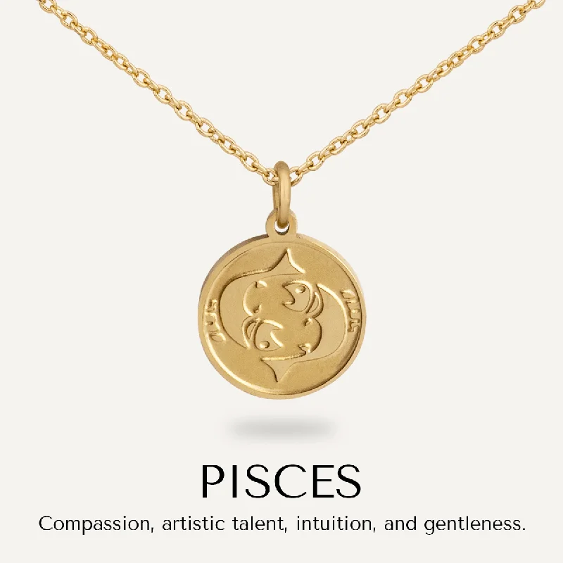 Pisces Zodiac Necklace In Gold-Tone (Feb 19 – March 20)