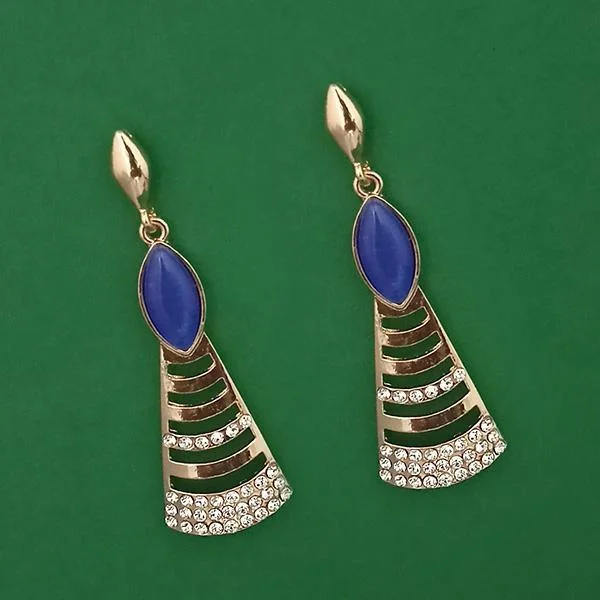 Kriaa Gold Plated Pota Stone And Austrian Stone Enamel Earrings - 1314606E