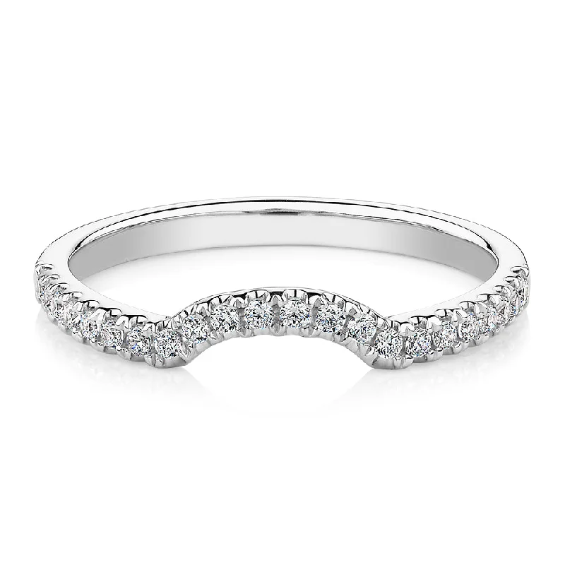 Curved wedding or eternity band in 10 carat white gold