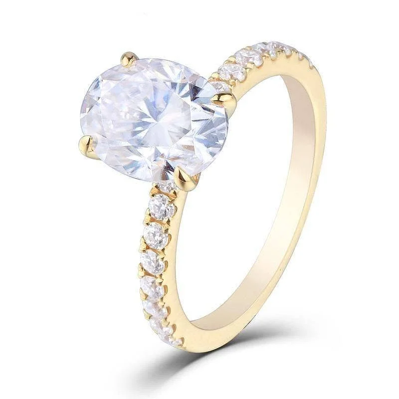 14K Yellow Gold 1.5ct Oval Cut Diamond Engagement Ring