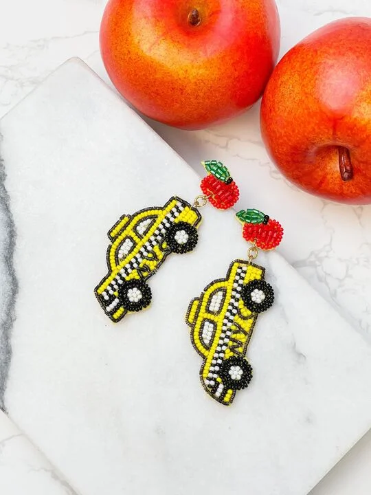 Taxi Beaded Dangle Earrings