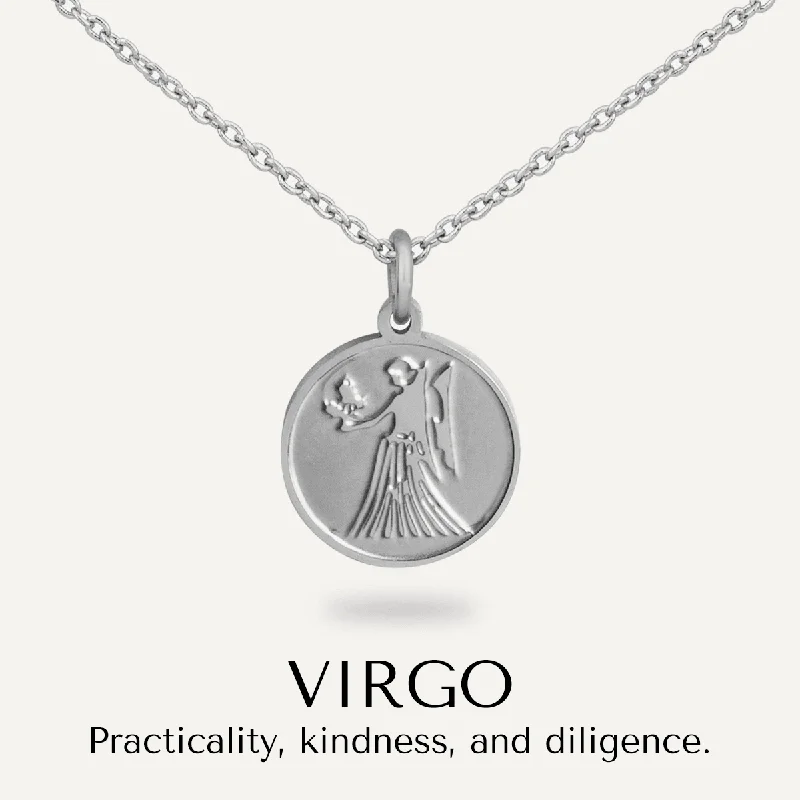 Virgo Zodiac Star Sign Necklace In Silver-Tone (Aug 23 – Sep 22)