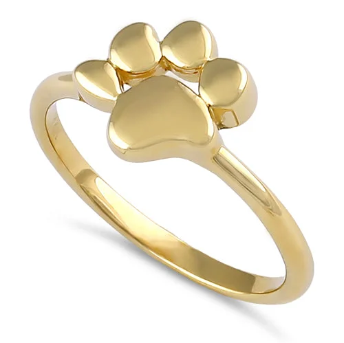 Solid 14K Gold Dog Paw Ring