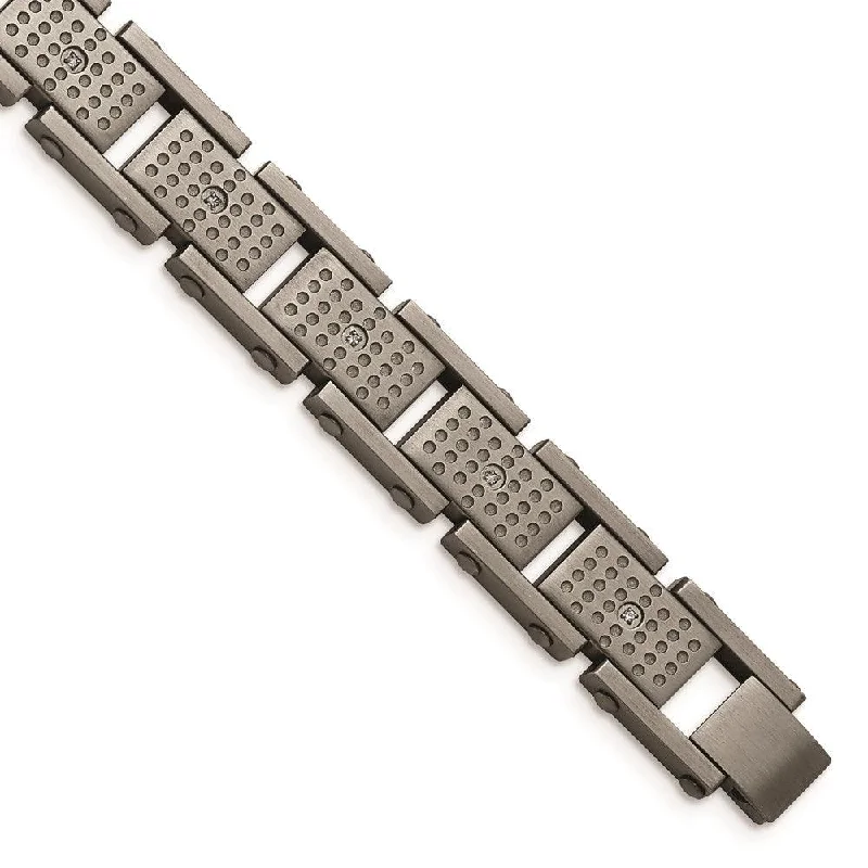 Stainless Steel Brushed w/CZ Bracelet