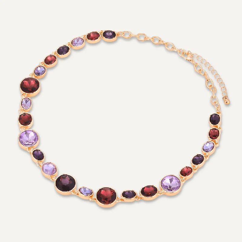 Mixed-Cut Purple Jewel Necklace In Gold-Tone