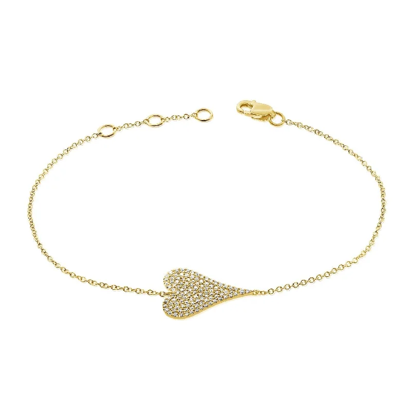 14K GOLD DIAMOND LARGE JANINE HEART BRACELET