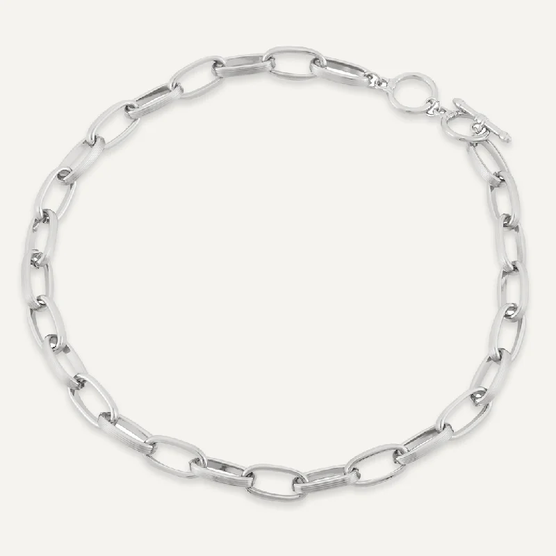 Contemporary T-Bar Chain-Link Necklace In Silver-Tone