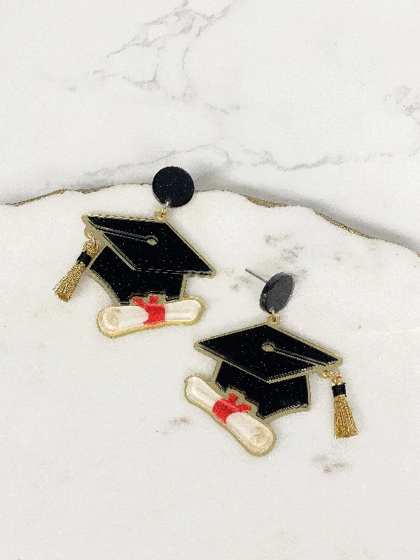 Graduation Cap Acrylic Dangle Earrings