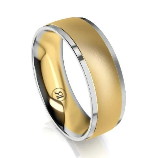 The Dunkirk White and Yellow Gold Bevelled Wedding Ring by Infinity