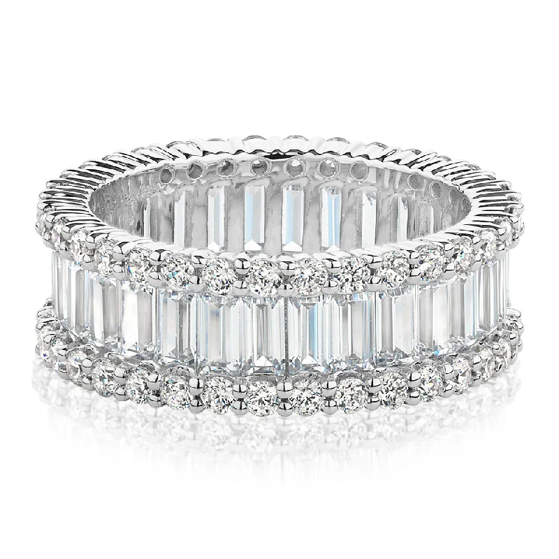 All-rounder eternity band with 5.4 carats* of diamond simulants in 10 carat white gold