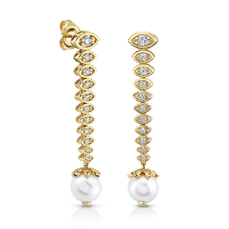 Gold & Diamond Graduated Marquise Eye Earrings