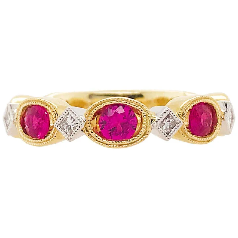 Ruby and Diamond Two Toned Ring