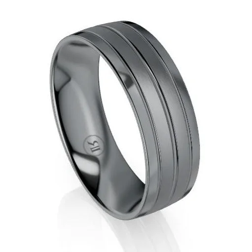 Double Tantalum Centre Wedding Ring