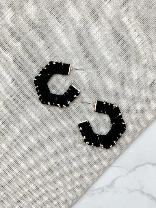 Studded Suede Hoop Earrings