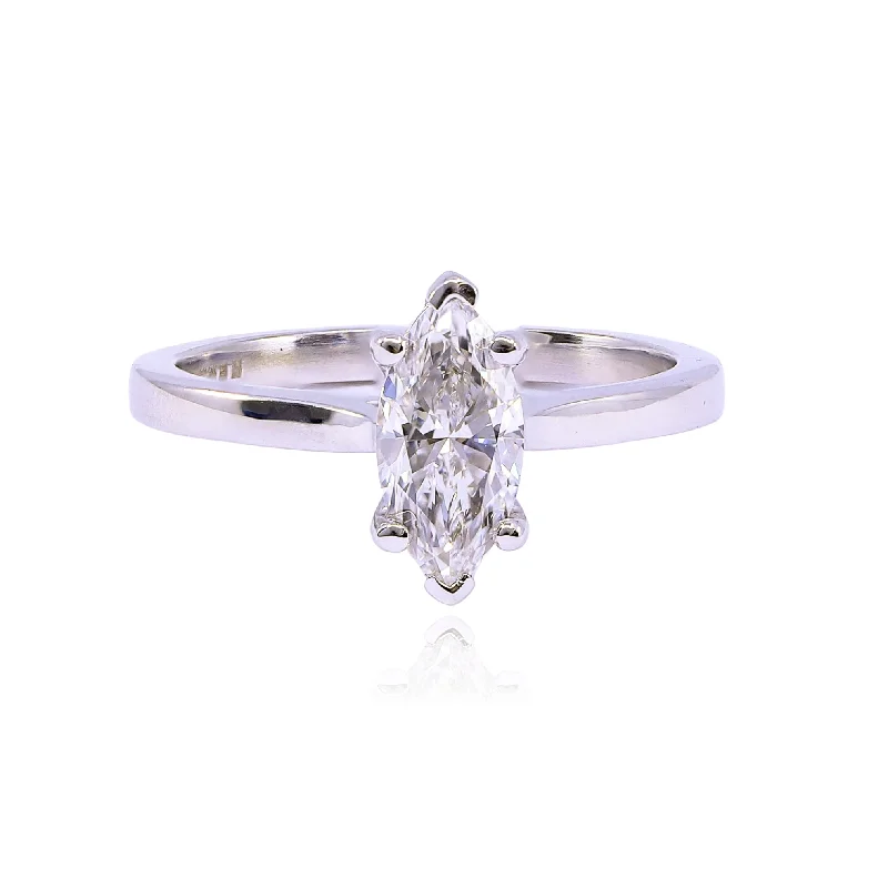 14K WHITE GOLD 0.90CT MARQUISE DIAMOND SOLITAIRE ENGAGEMENT RING