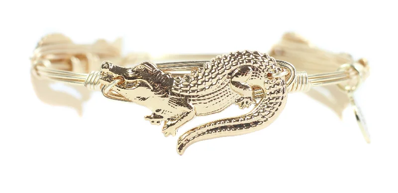 Gold Alligator Bangle Bracelet