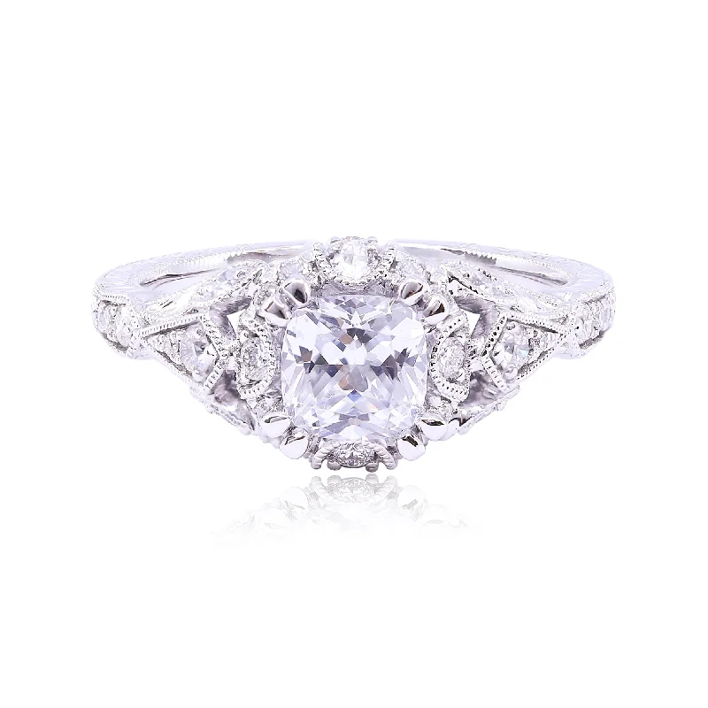 GABRIEL & CO. 14K WHITE GOLD VICTORIAN COLLECTION ENGAGEMENT RING - SETTING ONLY