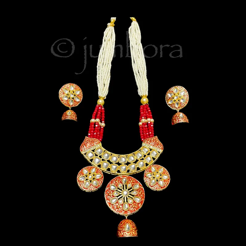 Handmade Meenakari Kundan Beaded Mala Necklace