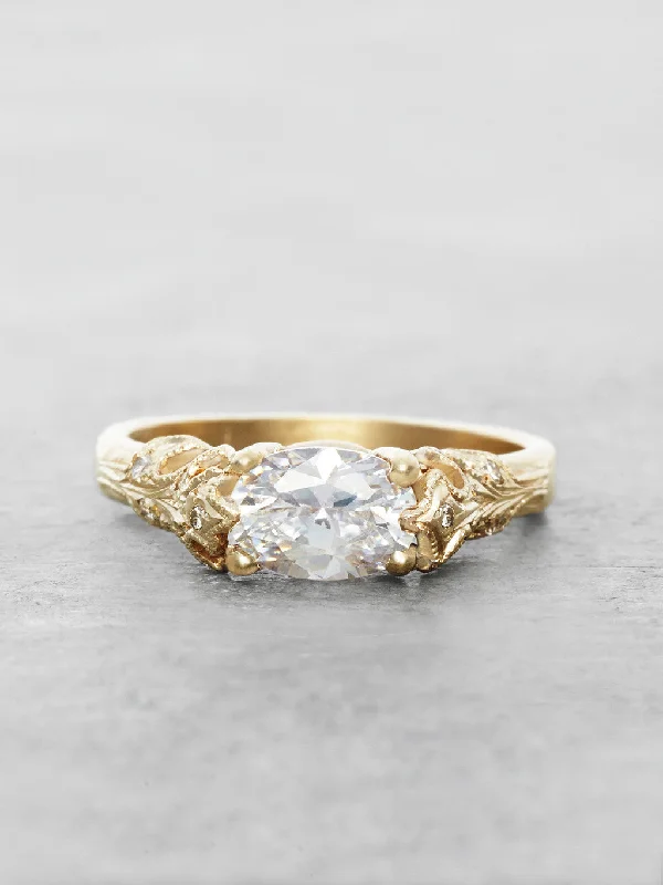 The Bethany Leaf Ring - White Sapphire