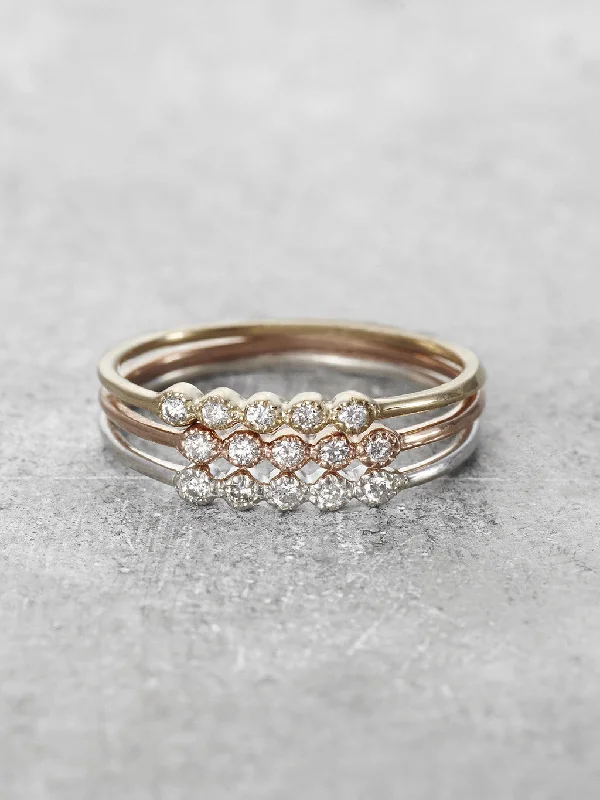 14K Daisy Diamond Stacking Rings