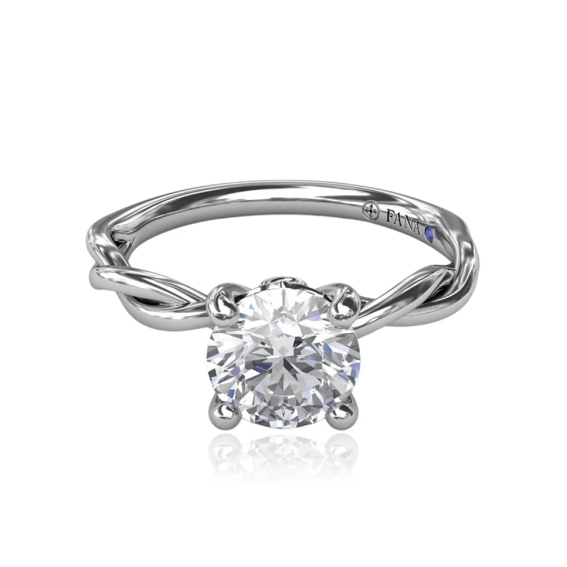 14K WHITE GOLD TWISTED DIAMOND ENGAGEMENT RING - SETTING ONLY