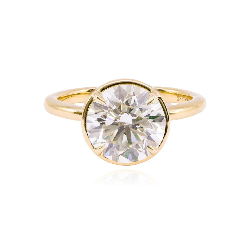 18K YELLOW GOLD 3.40CT ROUND BRILLIANT DIAMOND ENGAGEMENT RING