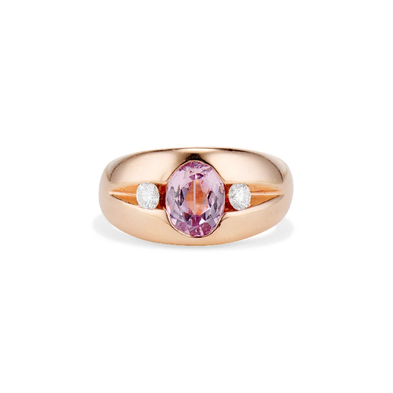 Kunzite and Diamond Ring