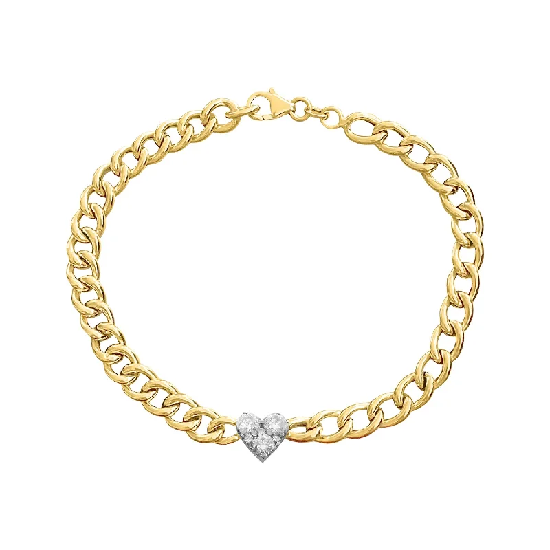 14K GOLD DIAMOND LARGE AVRIL HEART BRACELET