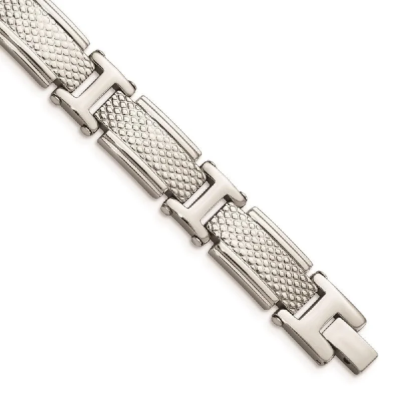 Stainless Steel Polished and Textured Bracelet