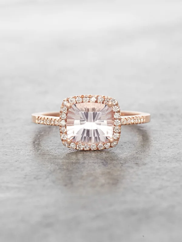 Morganite & Diamond Halo Ring