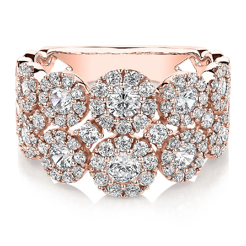 Celeste Dress ring with 1.87 carats* of diamond simulants in 10 carat rose gold