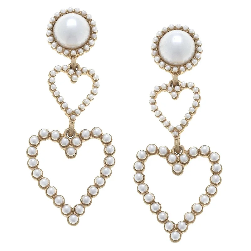 Isla Pearl Studded Heart Dangle Earrings