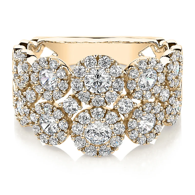 Celeste Dress ring with 1.87 carats* of diamond simulants in 10 carat yellow gold