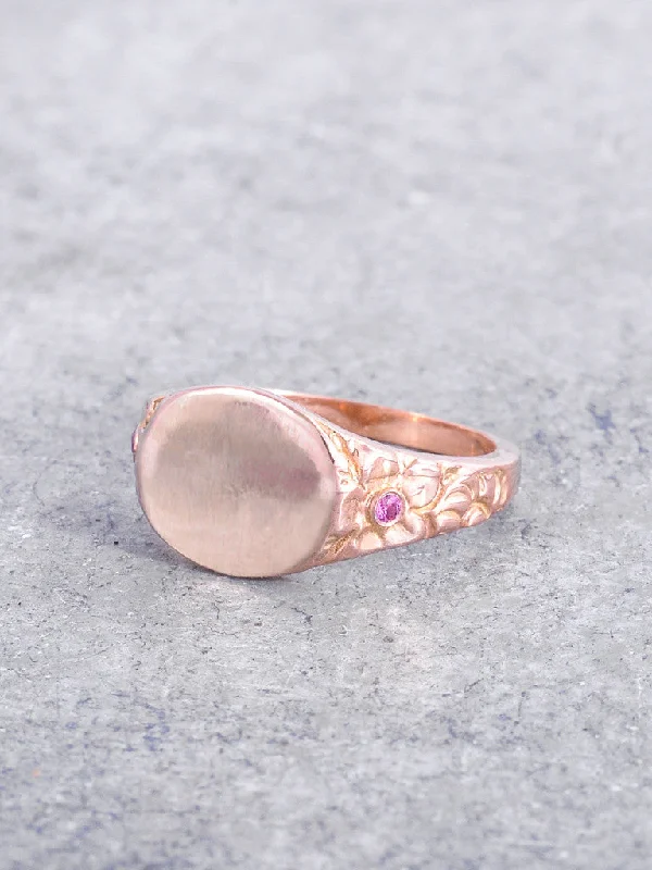 14K Ruby Flower Signet Ring