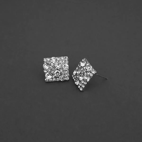 Kriaa Silver Plated White Austrian Stone Assorted Stud Earrings - 1310748