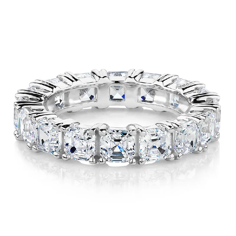 All-rounder eternity band with 5.46 carats* of diamond simulants in 10 carat white gold