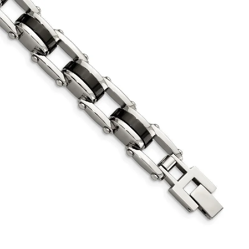 Stainless Steel Black IP-plated 8.50in Bracelet