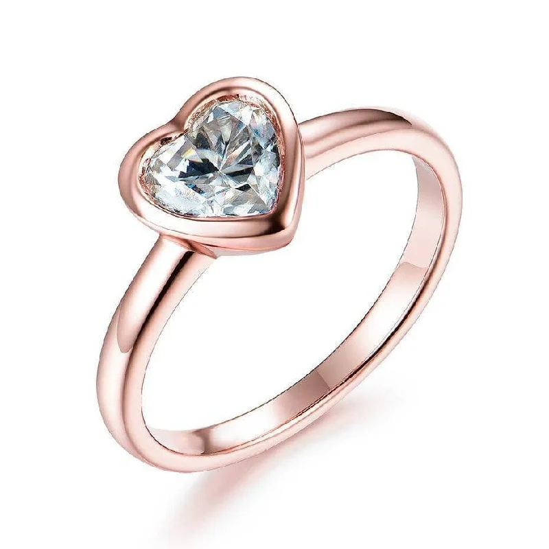 14K Solid Gold Diamond Heart Promise Ring