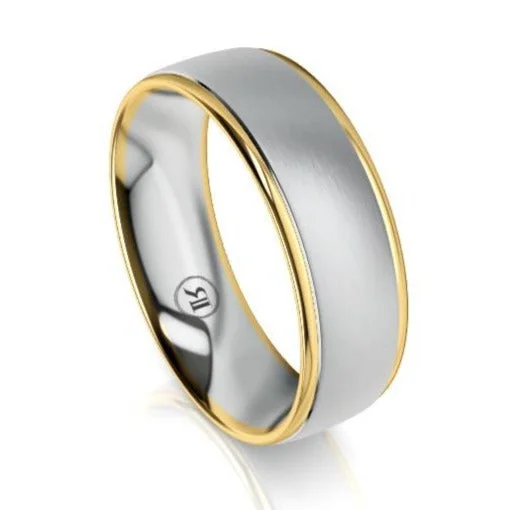 The Ashton White and Yellow Gold Edged Wedding Ring