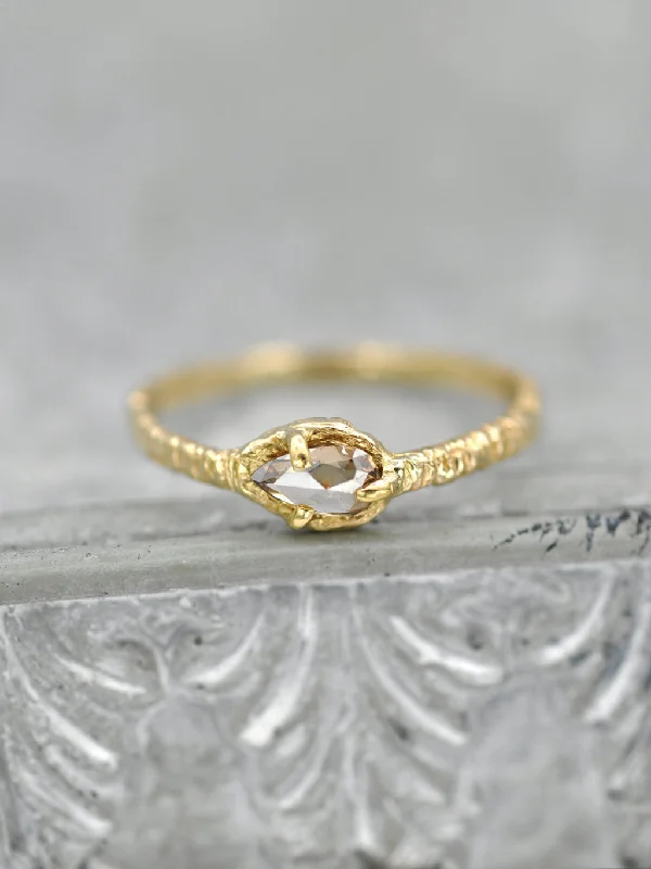 14K Rosecut Pear Champagne Diamond Ring