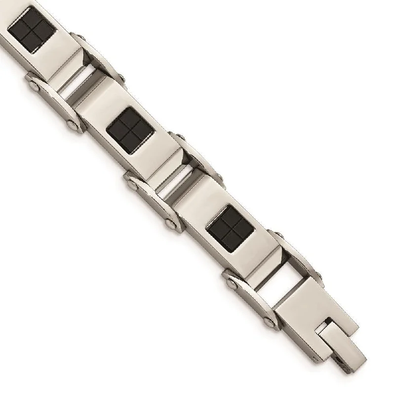 Stainless Steel Polished Black IP-plated Bracelet