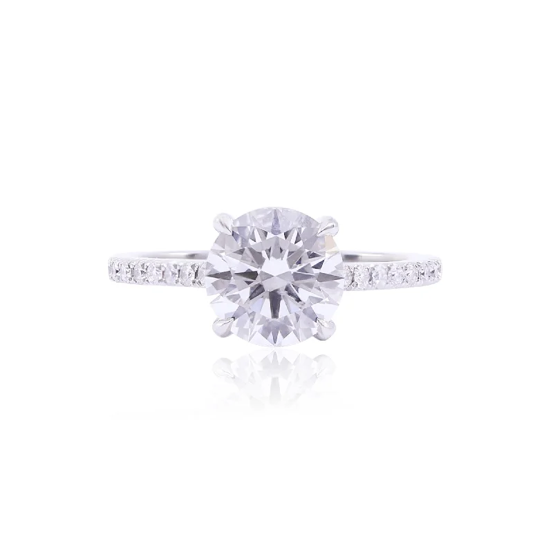 ESTATE PLATINUM 2.01CT ROUND BRILLIANT DIAMOND ENGAGEMENT RING WITH ACCENTS 0.21CTW