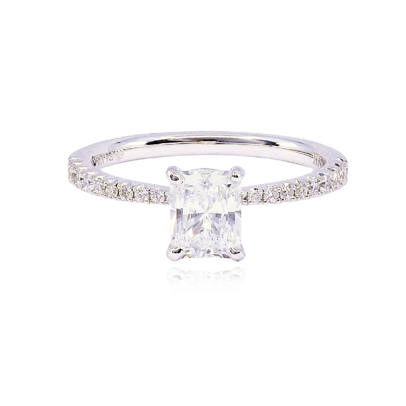 14K WHITE GOLD 0.91CT RADIANT-CUT DIAMOND ENGAGEMENT RING